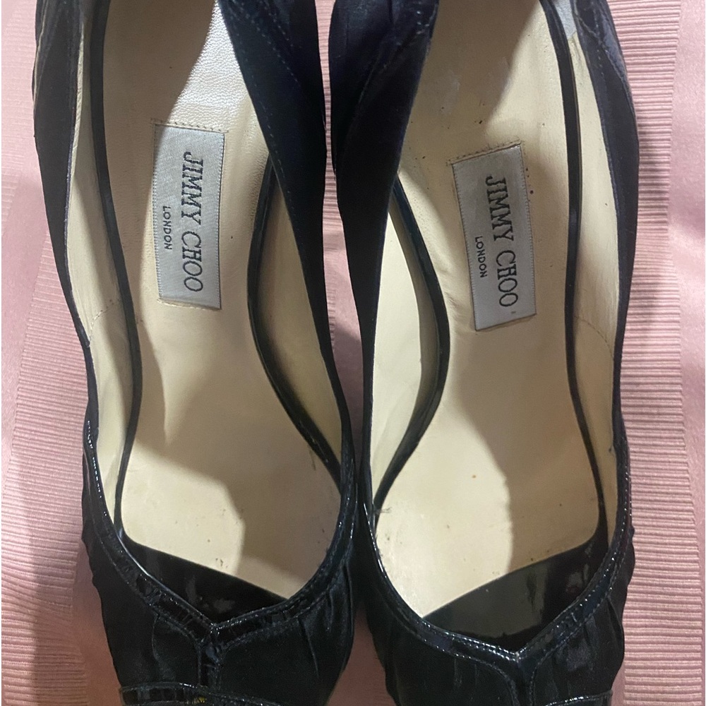 Jimmy Choo black open toe shoes